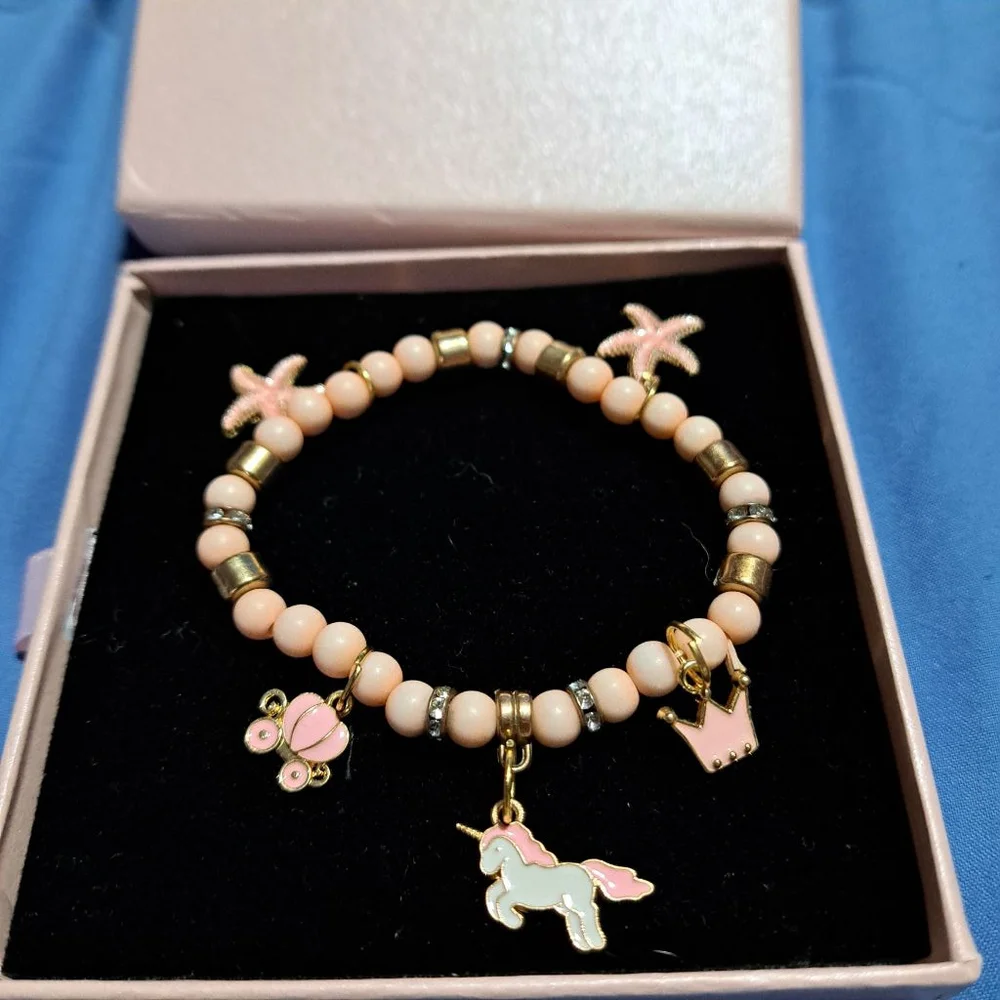 Girls Bracelet One Size Peach & Gold